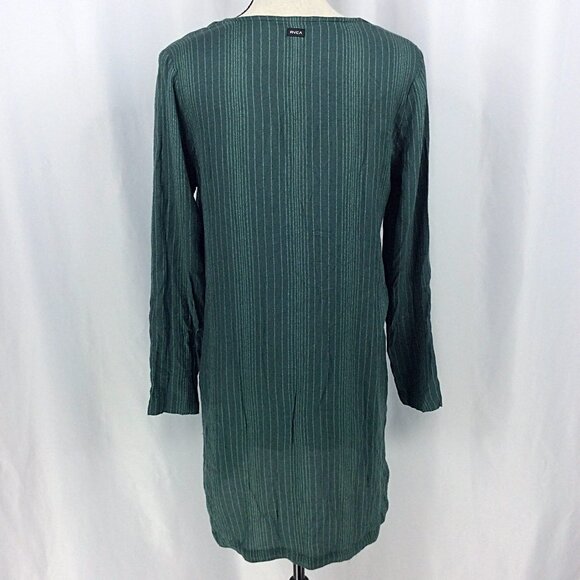 RVCA Dress Womens Size Medium 10 Green V-Neck Shift Lightweight Beach Skater - Picture 3 of 8